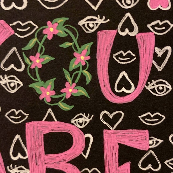 Unframed Original Art You Are Loved Word Art Drawing Illustration Hearts Lips - Picture 4 of 5